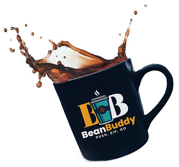 Bean Buddy Logo on a cup of coffee